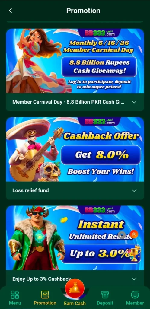 BB333 Game Daily Bonuses.