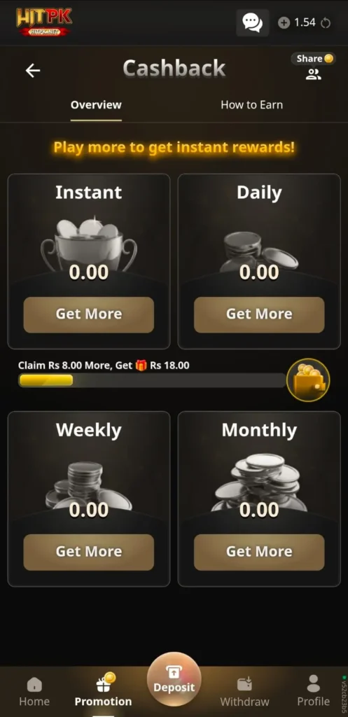 Daily Bonuses in HITPK Game.