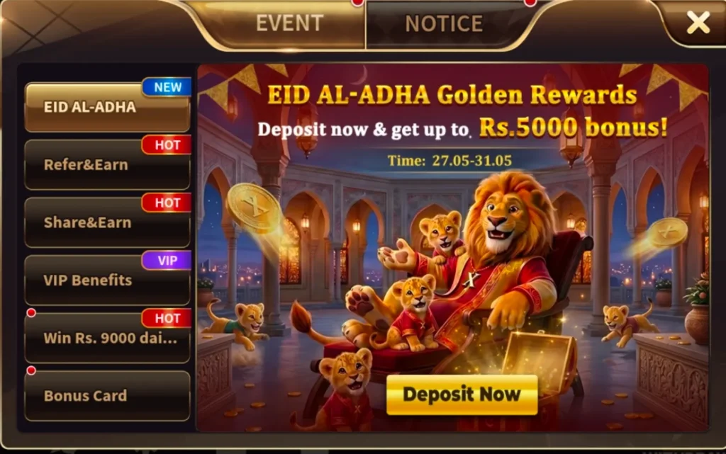 Eid Al Adha Golden Rewards on Royal X Casino Game.