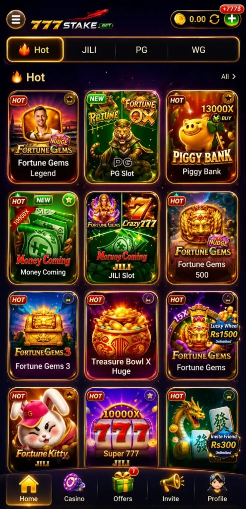 777STAKE Game Interface screenshot image.
