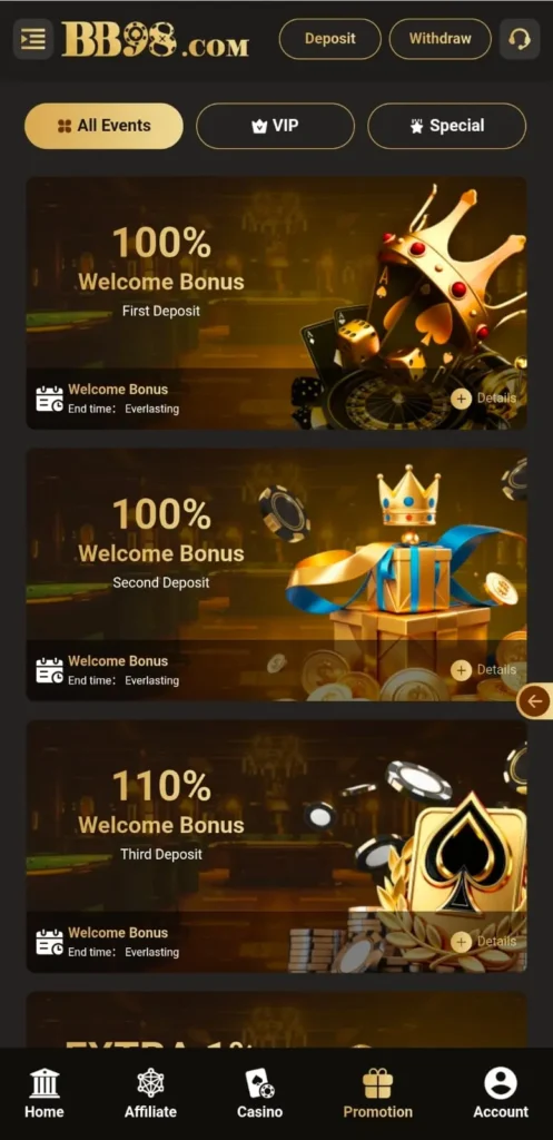 Daily Bonuses in the BB98 Game.