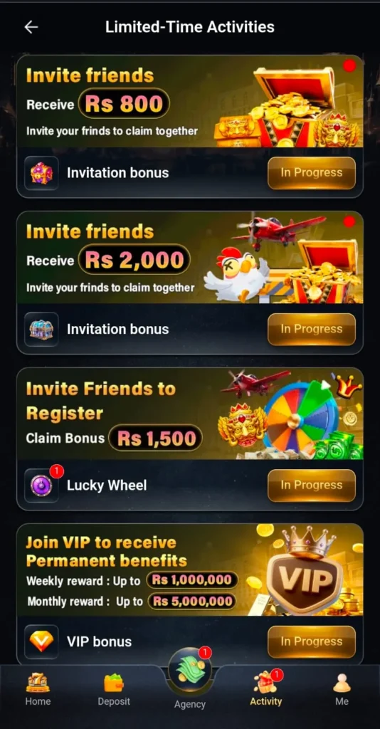Daily Bonuses in 222RS Game.