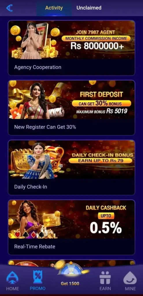 Daily Bonuses on 7987 Game.
