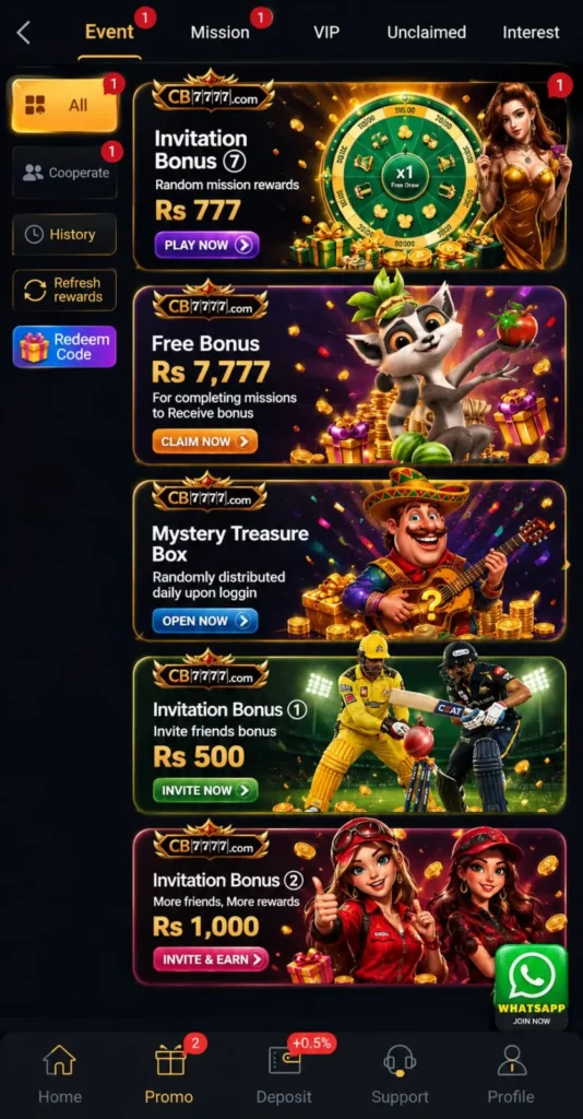 Daily Bonuses in CB777 Game