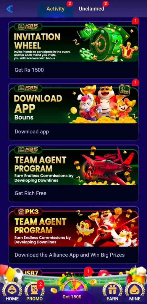 Daily Bonuses in ISB15 Game.