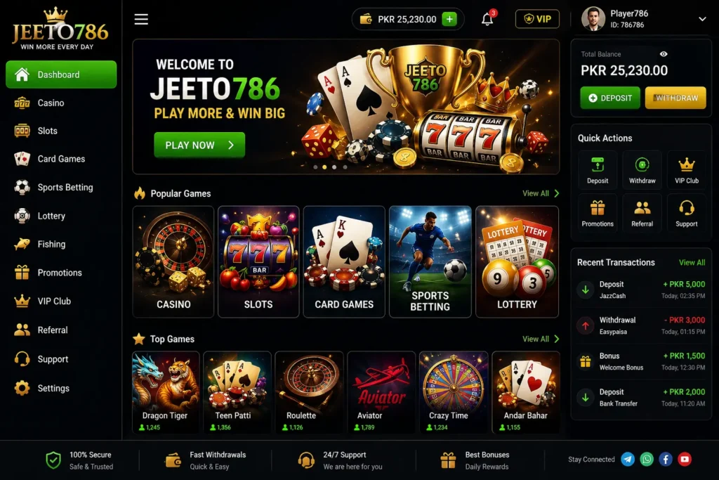 Jeeto786 Game Apk dashboard image