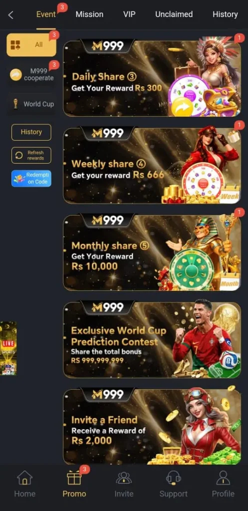 M999 Game Daily Bonuses