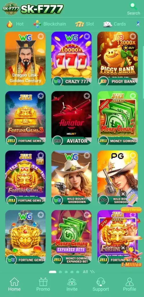 SKF777 Game interface screenshot image, & Which shows Games.