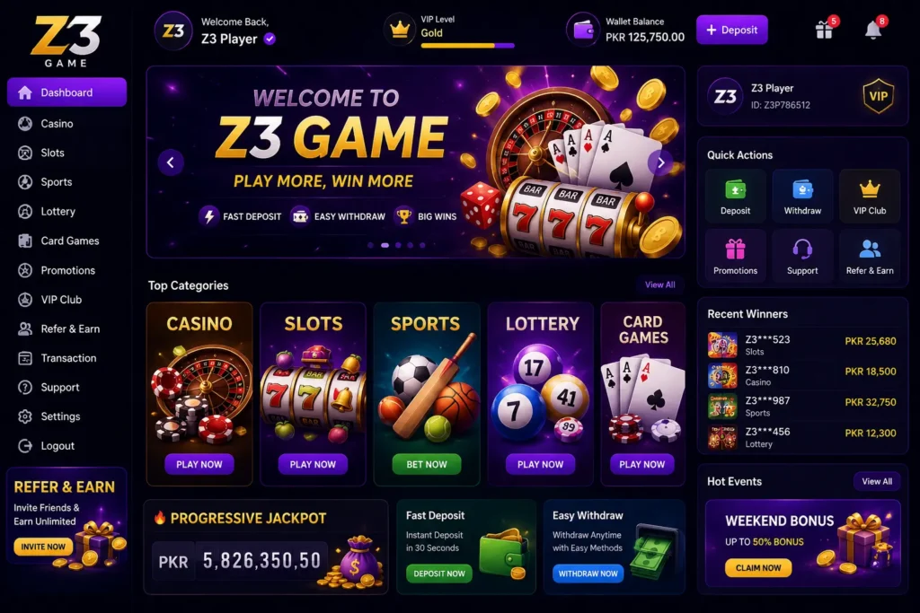 Z3 Game interface screenshot image.
